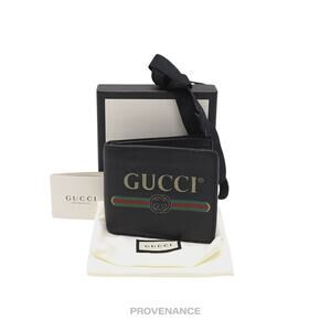 🔴 Gucci Vintage Logo Bifold Wallet - Black Leather